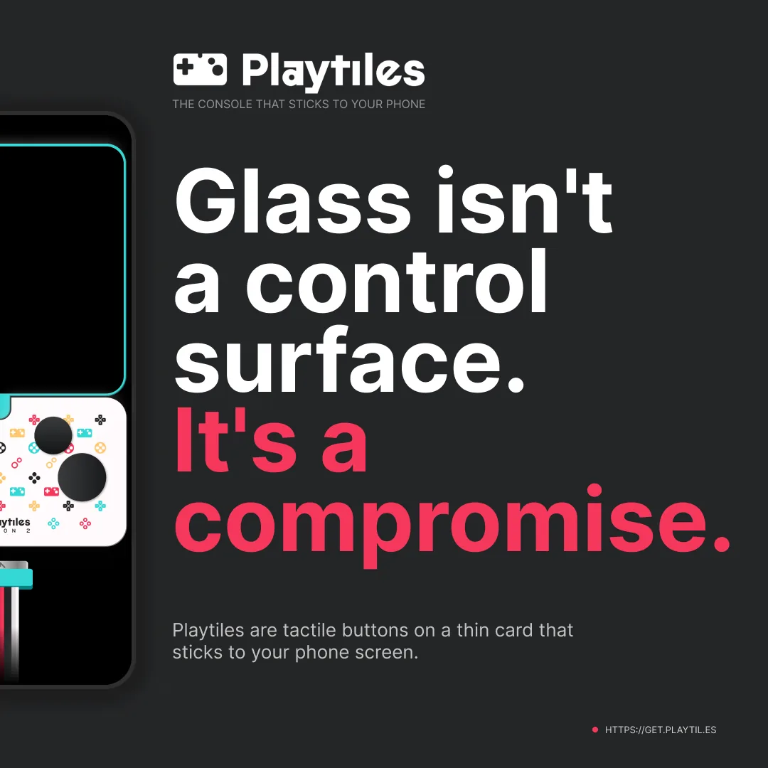 A Playtiles controller stuck to a phone screen, in ink and crayola