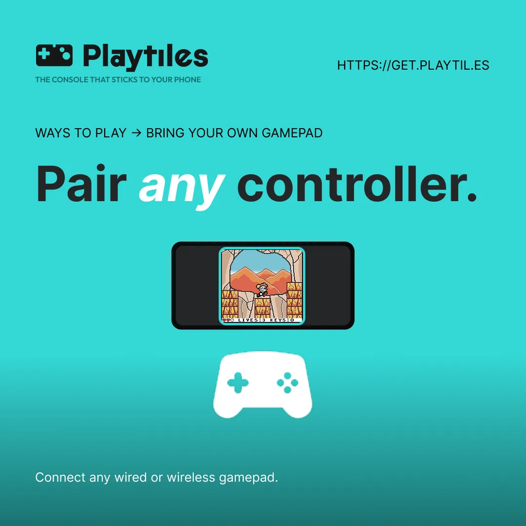 A phone in landscape beside a wireless gamepad