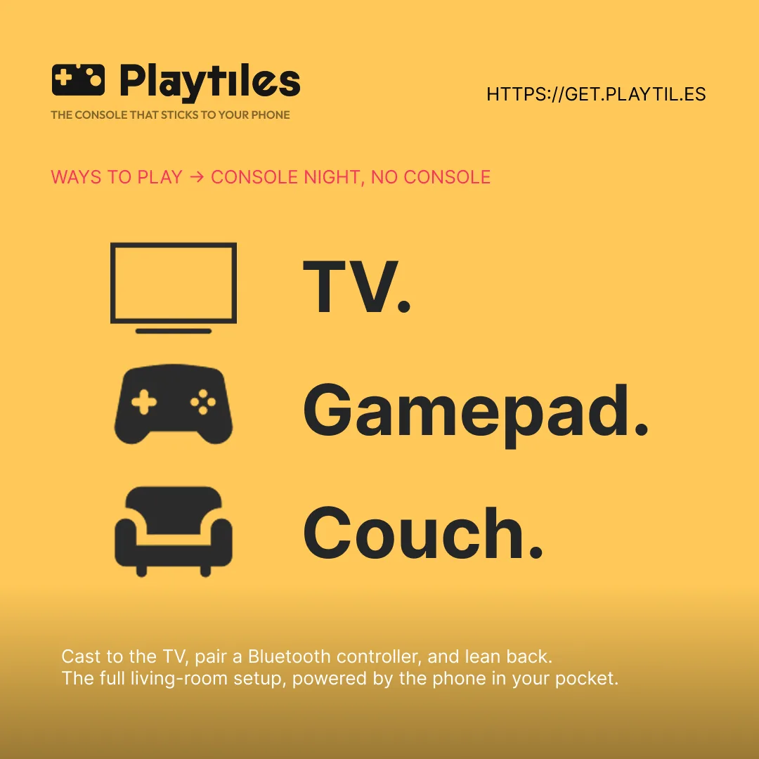 Television, gamepad and couch icons for the living-room setup