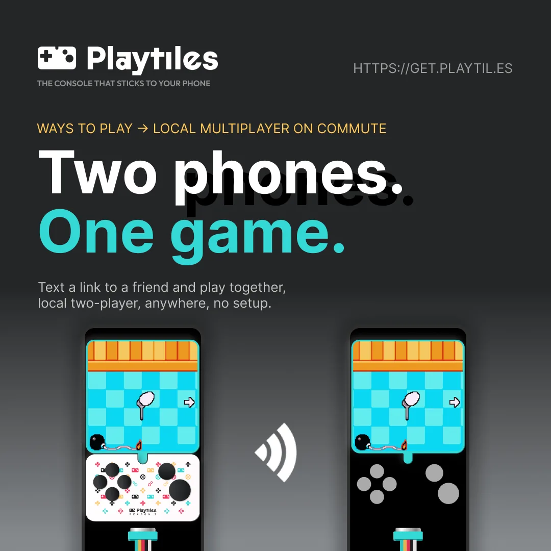 Two phones side by side running the same game for local two-player